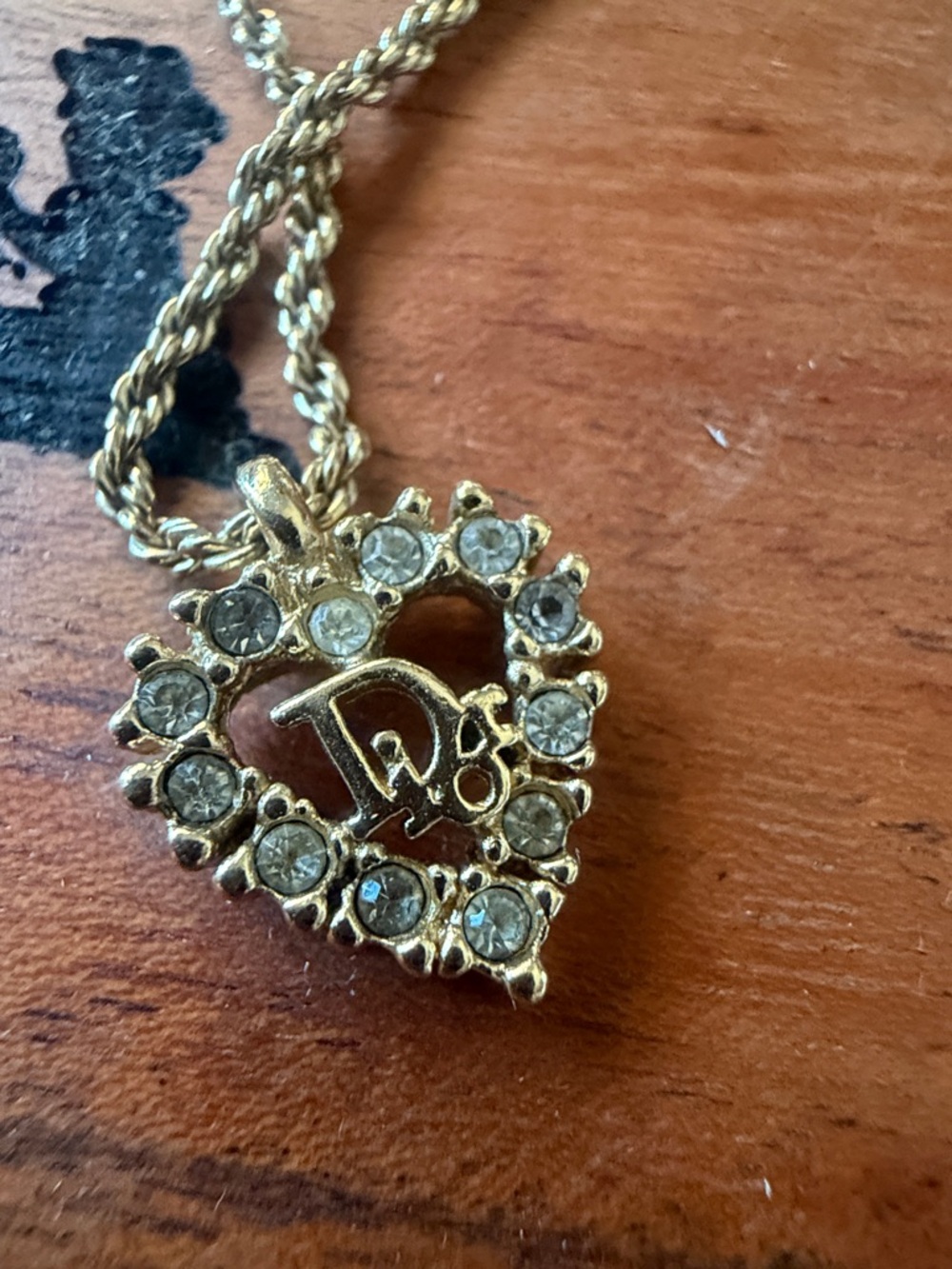 Christian Dior Gold Plated Heart Pendant Necklace with Clear Crystals - Picture 15 of 15